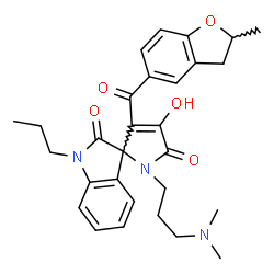 ChemSpider 2D Image | 1'-[3-(Dimethylamino)propyl]-4'-hydroxy-3'-[(2-methyl-2,3-dihydro-1-benzofuran-5-yl)carbonyl]-1-propylspiro[indole-3,2'-pyrrole]-2,5'(1H,1'H)-dione | C29H33N3O5