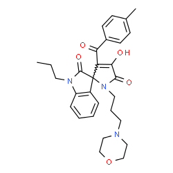 ChemSpider 2D Image | 4'-Hydroxy-3'-(4-methylbenzoyl)-1'-[3-(4-morpholinyl)propyl]-1-propylspiro[indole-3,2'-pyrrole]-2,5'(1H,1'H)-dione | C29H33N3O5
