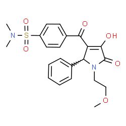 ChemSpider 2D Image | 4-{[4-Hydroxy-1-(2-methoxyethyl)-5-oxo-2-phenyl-2,5-dihydro-1H-pyrrol-3-yl]carbonyl}-N,N-dimethylbenzenesulfonamide | C22H24N2O6S