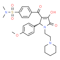 ChemSpider 2D Image | 4-({4-Hydroxy-2-(4-methoxyphenyl)-5-oxo-1-[2-(1-piperidinyl)ethyl]-2,5-dihydro-1H-pyrrol-3-yl}carbonyl)-N,N-dimethylbenzenesulfonamide | C27H33N3O6S