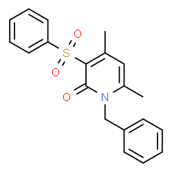 ChemSpider 2D Image | 1-Benzyl-4,6-dimethyl-3-(phenylsulfonyl)-2(1H)-pyridinone | C20H19NO3S