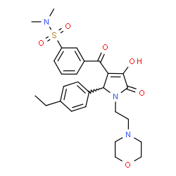 ChemSpider 2D Image | 3-({2-(4-Ethylphenyl)-4-hydroxy-1-[2-(4-morpholinyl)ethyl]-5-oxo-2,5-dihydro-1H-pyrrol-3-yl}carbonyl)-N,N-dimethylbenzenesulfonamide | C27H33N3O6S