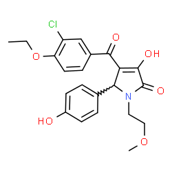 ChemSpider 2D Image | 4-(3-Chloro-4-ethoxybenzoyl)-3-hydroxy-5-(4-hydroxyphenyl)-1-(2-methoxyethyl)-1,5-dihydro-2H-pyrrol-2-one | C22H22ClNO6