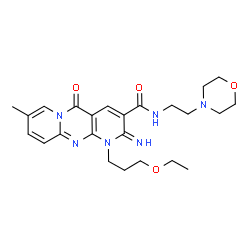 ChemSpider 2D Image | 1-(3-Ethoxypropyl)-2-imino-8-methyl-N-[2-(4-morpholinyl)ethyl]-5-oxo-1,5-dihydro-2H-dipyrido[1,2-a:2',3'-d]pyrimidine-3-carboxamide | C24H32N6O4