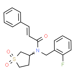 ChemSpider 2D Image | (2E)-N-(1,1-Dioxidotetrahydro-3-thiophenyl)-N-(2-fluorobenzyl)-3-phenylacrylamide | C20H20FNO3S