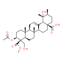 ChemSpider 2D Image | (1R,2S,4aR,6aS,6bR,8aR,9S,10S,12aR,12bS,14bS)-10-Acetoxy-1-hydroxy-9-(hydroxymethyl)-9-(methoxycarbonyl)-1,2,6b,12a-tetramethyl-1,3,4,5,6,6a,6b,7,8,8a,9,10,11,12,12a,12b,13,14b-octadecahydro-4a(2H)-pi
cenecarboxylic acid | C32H48O8