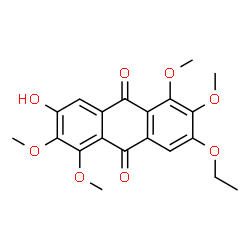 ChemSpider 2D Image | 3-Ethoxy-7-hydroxy-1,2,5,6-tetramethoxy-9,10-anthraquinone | C19H18O9