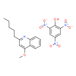 ChemSpider 2D Image | 2,4,6-Trinitrophenol - 4-methoxy-2-pentylquinoline (1:1) | C21H22N4O8