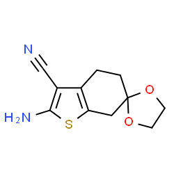 ChemSpider 2D Image | 2-Amino-4,7-dihydro-5H-spiro[1-benzothiophene-6,2'-[1,3]dioxolane]-3-carbonitrile | C11H12N2O2S