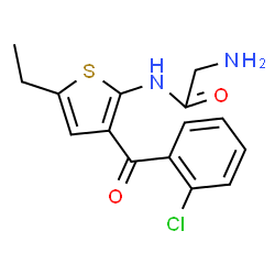 ChemSpider 2D Image | N-[3-(2-Chlorobenzoyl)-5-ethyl-2-thienyl]glycinamide | C15H15ClN2O2S