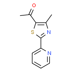 ChemSpider 2D Image | 1-[4-Methyl-2-(2-pyridinyl)-1,3-thiazol-5-yl]ethanone | C11H10N2OS
