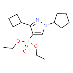ChemSpider 2D Image | Diethyl (3-cyclobutyl-1-cyclopentyl-1H-pyrazol-4-yl)phosphonate | C16H27N2O3P