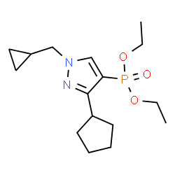 ChemSpider 2D Image | Diethyl [3-cyclopentyl-1-(cyclopropylmethyl)-1H-pyrazol-4-yl]phosphonate | C16H27N2O3P