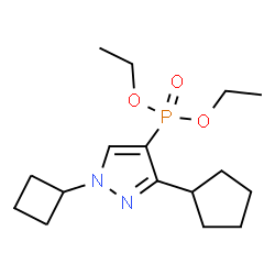 ChemSpider 2D Image | Diethyl (1-cyclobutyl-3-cyclopentyl-1H-pyrazol-4-yl)phosphonate | C16H27N2O3P