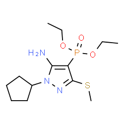ChemSpider 2D Image | Diethyl [5-amino-1-cyclopentyl-3-(methylsulfanyl)-1H-pyrazol-4-yl]phosphonate | C13H24N3O3PS