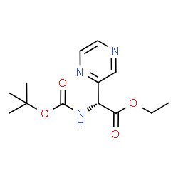 ChemSpider 2D Image | Ethyl (2R)-({[(2-methyl-2-propanyl)oxy]carbonyl}amino)(2-pyrazinyl)acetate | C13H19N3O4