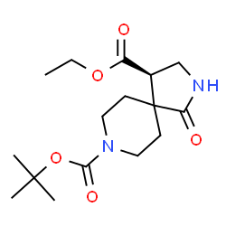 ChemSpider 2D Image | 4-Ethyl 8-(2-methyl-2-propanyl) (4R)-1-oxo-2,8-diazaspiro[4.5]decane-4,8-dicarboxylate | C16H26N2O5