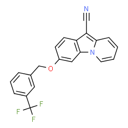 ChemSpider 2D Image | 3-{[3-(Trifluoromethyl)benzyl]oxy}pyrido[1,2-a]indole-10-carbonitrile | C21H13F3N2O