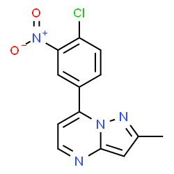 ChemSpider 2D Image | 7-(4-Chloro-3-nitrophenyl)-2-methylpyrazolo[1,5-a]pyrimidine | C13H9ClN4O2