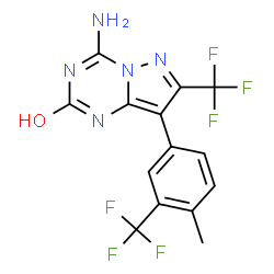ChemSpider 2D Image | 4-Amino-8-[4-methyl-3-(trifluoromethyl)phenyl]-7-(trifluoromethyl)pyrazolo[1,5-a][1,3,5]triazin-2-ol | C14H9F6N5O