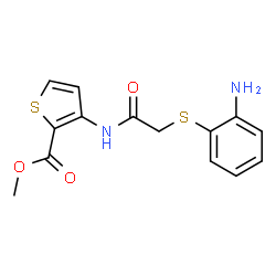 ChemSpider 2D Image | Methyl 3-({[(2-aminophenyl)sulfanyl]acetyl}amino)-2-thiophenecarboxylate | C14H14N2O3S2