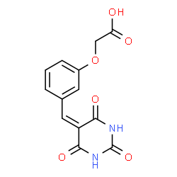 ChemSpider 2D Image | {3-[(2,4,6-Trioxotetrahydro-5(2H)-pyrimidinylidene)methyl]phenoxy}acetic acid | C13H10N2O6