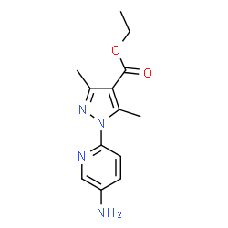 ChemSpider 2D Image | Ethyl 1-(5-amino-2-pyridinyl)-3,5-dimethyl-1H-pyrazole-4-carboxylate | C13H16N4O2