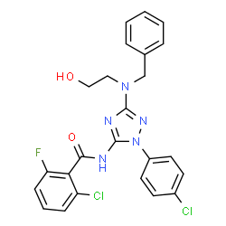 ChemSpider 2D Image | N-{3-[Benzyl(2-hydroxyethyl)amino]-1-(4-chlorophenyl)-1H-1,2,4-triazol-5-yl}-2-chloro-6-fluorobenzamide | C24H20Cl2FN5O2