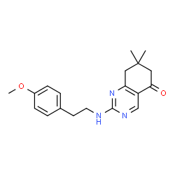 ChemSpider 2D Image | 2-{[2-(4-Methoxyphenyl)ethyl]amino}-7,7-dimethyl-7,8-dihydro-5(6H)-quinazolinone | C19H23N3O2
