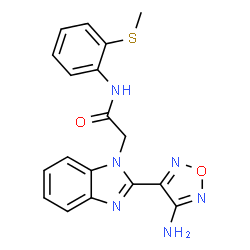 ChemSpider 2D Image | 2-[2-(4-Amino-1,2,5-oxadiazol-3-yl)-1H-benzimidazol-1-yl]-N-[2-(methylsulfanyl)phenyl]acetamide | C18H16N6O2S