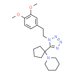 ChemSpider 2D Image | 1-(1-(1-(3,4-dimethoxyphenethyl)-1H-tetrazol-5-yl)cyclopentyl)piperidine | C21H31N5O2