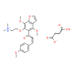 ChemSpider 2D Image | 2-({4,7-Dimethoxy-5-[(2Z)-3-(4-methoxyphenyl)-2-propenoyl]-1-benzofuran-6-yl}oxy)-N,N-dimethylethanaminium (2E)-3-carboxyacrylate | C28H31NO10