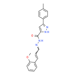 ChemSpider 2D Image | N'-[(1E,2E)-3-(2-Methoxyphenyl)-2-propen-1-ylidene]-3-(4-methylphenyl)-1H-pyrazole-5-carbohydrazide | C21H20N4O2