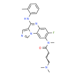 ChemSpider 2D Image | (2E)-4-(Dimethylamino)-N-{7-fluoro-4-[(2-methylphenyl)amino]imidazo[1,5-a]quinoxalin-8-yl}-N-methyl-2-butenamide | C24H25FN6O