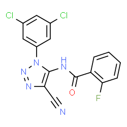 ChemSpider 2D Image | N-[4-Cyano-1-(3,5-dichlorophenyl)-1H-1,2,3-triazol-5-yl]-2-fluorobenzamide | C16H8Cl2FN5O