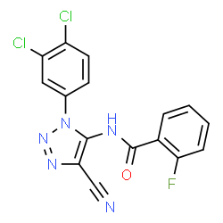 ChemSpider 2D Image | N-[4-Cyano-1-(3,4-dichlorophenyl)-1H-1,2,3-triazol-5-yl]-2-fluorobenzamide | C16H8Cl2FN5O