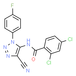 ChemSpider 2D Image | 2,4-Dichloro-N-[4-cyano-1-(4-fluorophenyl)-1H-1,2,3-triazol-5-yl]benzamide | C16H8Cl2FN5O