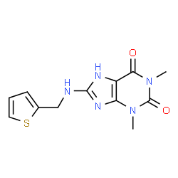 ChemSpider 2D Image | 1,3-Dimethyl-8-[(2-thienylmethyl)amino]-3,7-dihydro-1H-purine-2,6-dione | C12H13N5O2S