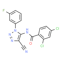ChemSpider 2D Image | 2,4-Dichloro-N-[4-cyano-1-(3-fluorophenyl)-1H-1,2,3-triazol-5-yl]benzamide | C16H8Cl2FN5O