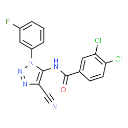 ChemSpider 2D Image | 3,4-Dichloro-N-[4-cyano-1-(3-fluorophenyl)-1H-1,2,3-triazol-5-yl]benzamide | C16H8Cl2FN5O