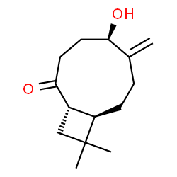ChemSpider 2D Image | (1S,5R,9R)-5-Hydroxy-10,10-dimethyl-6-methylenebicyclo[7.2.0]undecan-2-one | C14H22O2
