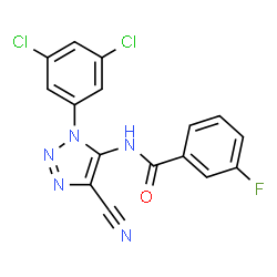 ChemSpider 2D Image | N-[4-Cyano-1-(3,5-dichlorophenyl)-1H-1,2,3-triazol-5-yl]-3-fluorobenzamide | C16H8Cl2FN5O