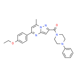 ChemSpider 2D Image | (5-(4-ethoxyphenyl)-7-methylpyrazolo[1,5-a]pyrimidin-2-yl)(4-phenylpiperazin-1-yl)methanone | C26H27N5O2