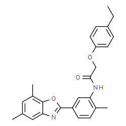 ChemSpider 2D Image | N-[5-(5,7-Dimethyl-1,3-benzoxazol-2-yl)-2-methylphenyl]-2-(4-ethylphenoxy)acetamide | C26H26N2O3
