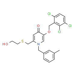 ChemSpider 2D Image | 2-{[(2-Hydroxyethyl)sulfanyl]methyl}-1-(3-methylbenzyl)-5-[(2,3,6-trichlorobenzyl)oxy]-4(1H)-pyridinone | C23H22Cl3NO3S