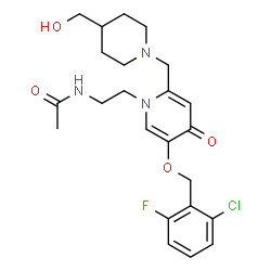 ChemSpider 2D Image | N-(2-{5-[(2-Chloro-6-fluorobenzyl)oxy]-2-{[4-(hydroxymethyl)-1-piperidinyl]methyl}-4-oxo-1(4H)-pyridinyl}ethyl)acetamide | C23H29ClFN3O4