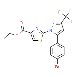 ChemSpider 2D Image | Ethyl 2-[5-(4-bromophenyl)-3-(trifluoromethyl)-1H-pyrazol-1-yl]-1,3-thiazole-4-carboxylate | C16H11BrF3N3O2S