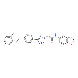 ChemSpider 2D Image | N-(1,3-Benzodioxol-5-yl)-2-(5-{4-[(2-methylbenzyl)oxy]phenyl}-2H-tetrazol-2-yl)acetamide | C24H21N5O4