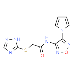 ChemSpider 2D Image | acetamide, N-[4-(1H-pyrrol-1-yl)-1,2,5-oxadiazol-3-yl]-2-(1H-1,2,4-triazol-3-ylthio)- | C10H9N7O2S