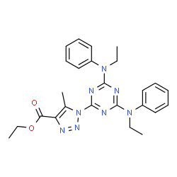 ChemSpider 2D Image | Ethyl 1-{4,6-bis[ethyl(phenyl)amino]-1,3,5-triazin-2-yl}-5-methyl-1H-1,2,3-triazole-4-carboxylate | C25H28N8O2